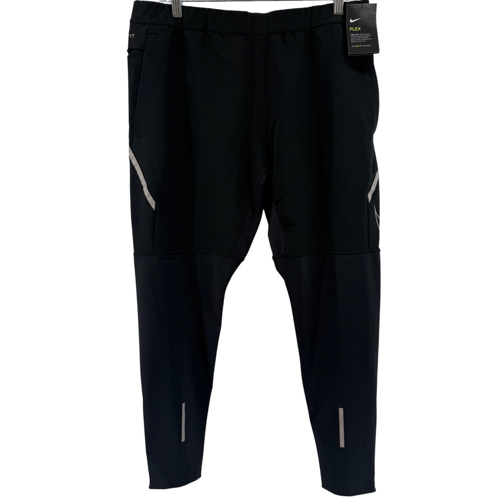 Nike Flex Dri-FIT Mens Running Pants Black Tapered Ankle Zip 849362-010 L NEW